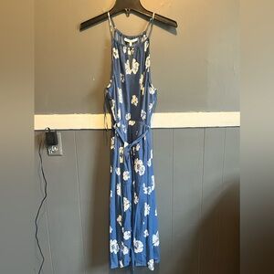 XL sun dress blue with white flowers